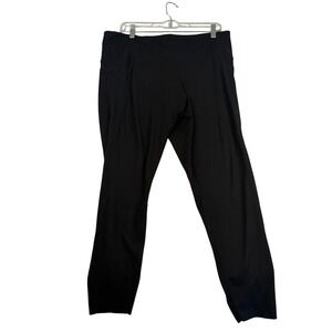 Danskin Womens Black High Waisted Active Leggings Pockets Scalloped Hem XL